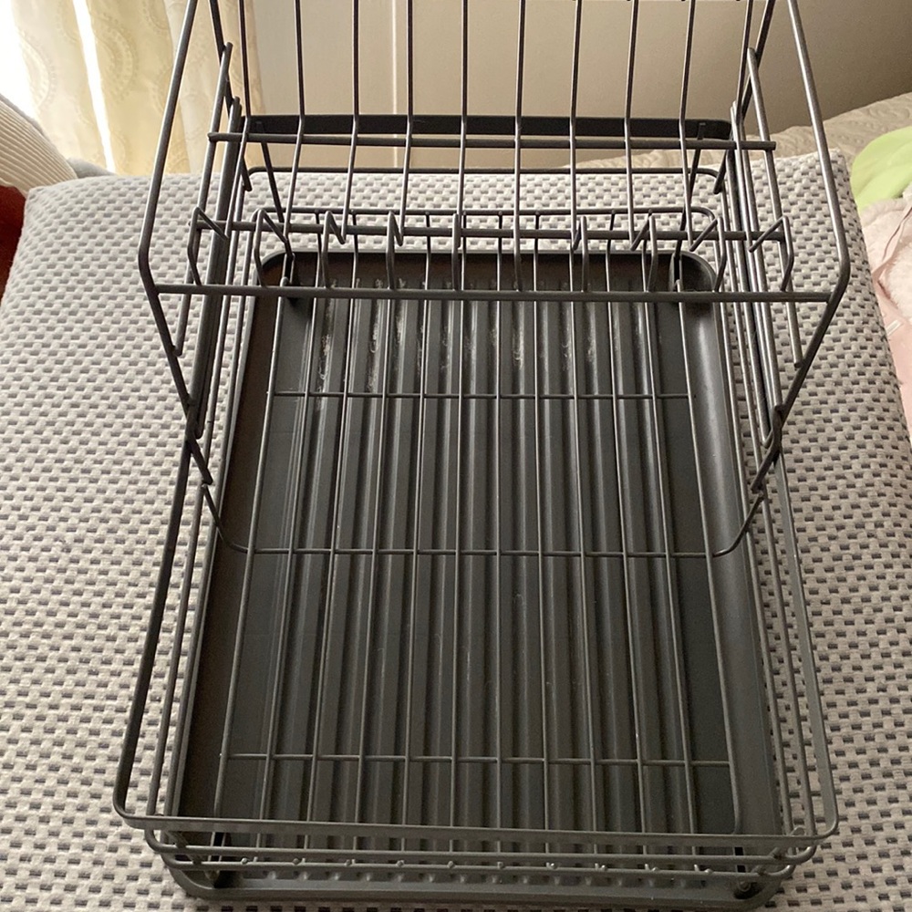 2 layer dish drainer. Metal and plastic. 12”Wx17”Deep, x11” tall